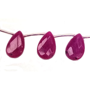 DYED JADE FACETED PEAR SD 16X25MM RED VIOLET